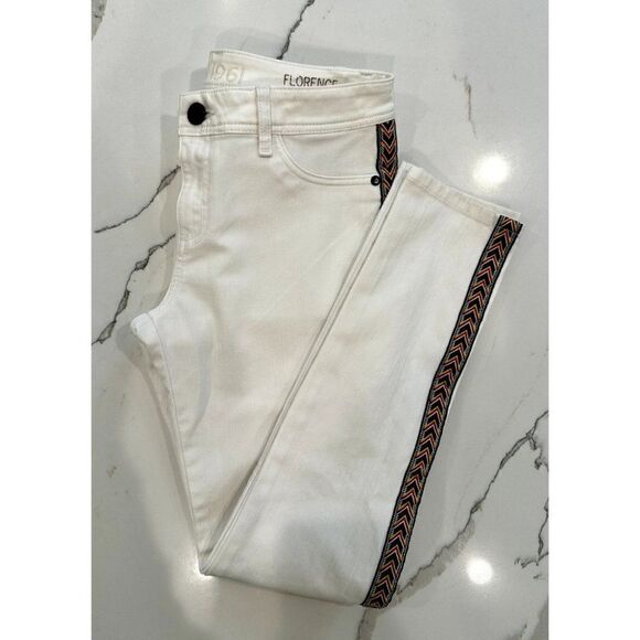 DL1961 Florence Instasculpt Tribal Stripe Skinny Jeans in White Size 28 - Picture 2 of 6